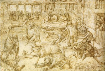 The Blind Beat the Swine by Jan Verbeeck de Oude